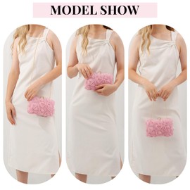 Syrads Floral Clutch Purses for Women Summer Evening Clutches Formal with Removable Chain for Wedding, pink