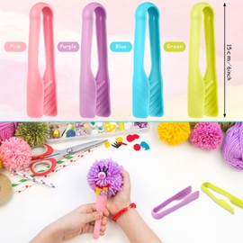 CHENGU 8 Pieces Multi Colored Set of Tongs Mini Plastic Tongs Cooking Tongs Tweezers Kids Adults for Serving, Baking, Grilling, Salad and More (6 Inch)