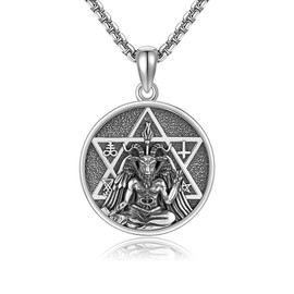 ONEFINITY Baphomet Necklace 925 Sterling Silver Gothic Sigil Of Baphomet Pendant Necklace Satanic Jewelry For Women Men