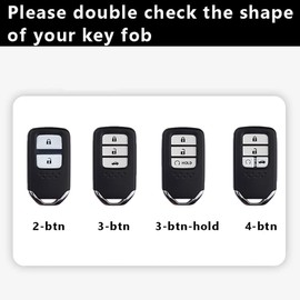ontto 4-button Key Fob Protector Leather Key Skin Metal Key Shell Light Key Case Fit for Honda Crosstour Odyssey Black, Black, 4-btn