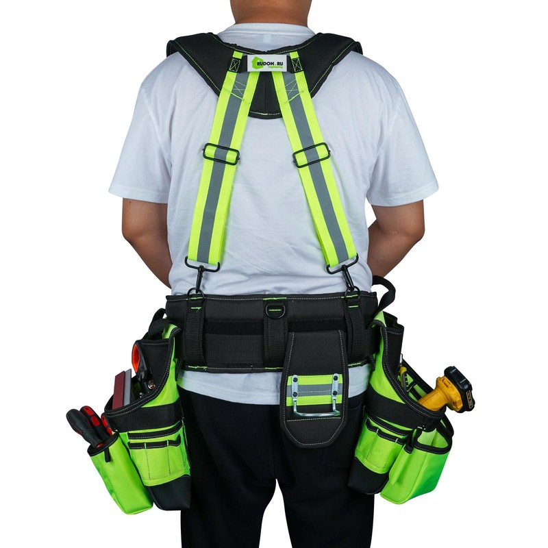 MELOTOUGH Reflective Safety Tool Belt with Suspenders Tool Bag Supenders