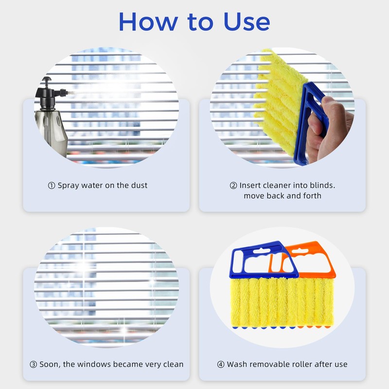 4Pcs Window Venetian Blind Cleaner Duster Tool,Washable 7 Fingers Dusting