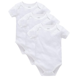 kavkas Short Sleeve Baby Bodysuit Newborn Cotton Vest Soft Undershirts Pack of 3, White 18-24 Months