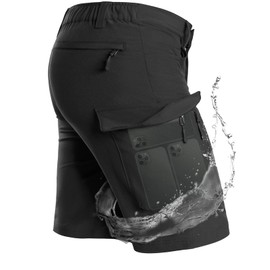 Moosehill Men's Hiking Cargo Shorts with 7 Pockets Quick Dry for Casual Work Tactical Fishing Camping Summer Stretch Waterproof（Black Shorts,34）