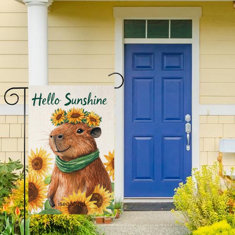 IsegMind Capybara Garden Flag Hello Sunshine Garden Flags, Cute Puppy