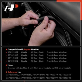 A-Premium 4PCS Window Molding Trim Weather Stripping Kit Compatible with Toyota Corolla 2009 2010 2011 2012, with buckles, Replace 7572002210, 7571002210