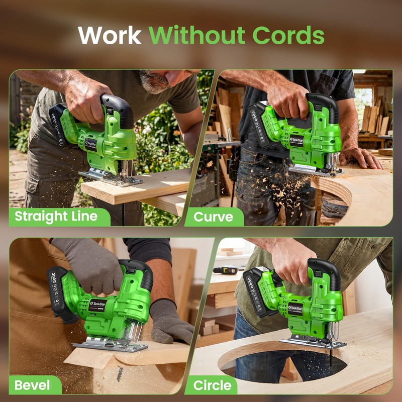 TaskStar Jig Saw - Cordless Jigsaw Saw with Batteries and