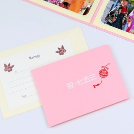 Yamada Bratwurst Paper Store Princess Pool with Hot Stamping and Cute/Five Triple Photo Mount Pocket Mount "Celebration,/Five Three/Princess 鞠" 2l Size 2 Surface Horizontal , safety pink