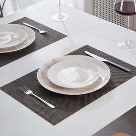 Washable Place Mats - PVC Placemats, Non-Slip and Washable - Place Mats - Table Mat, Place Mat, Table Mats for Dining Room, Kitchen and Restaurant (Black Mix, Set of 4)