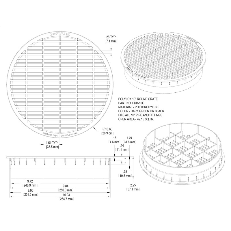 Polylok 10" Pipe Grate (Black)
