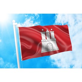 DMSE Hamburg Germany German Region of Hamburg Flag 3X5 Ft Foot 100% Polyester 100D Flag UV Resistant (3' X 5' Foot)
