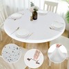 Rinpon Double Fitted Design PU Round Fitted Tablecloth, Anti-Tear Wipeable