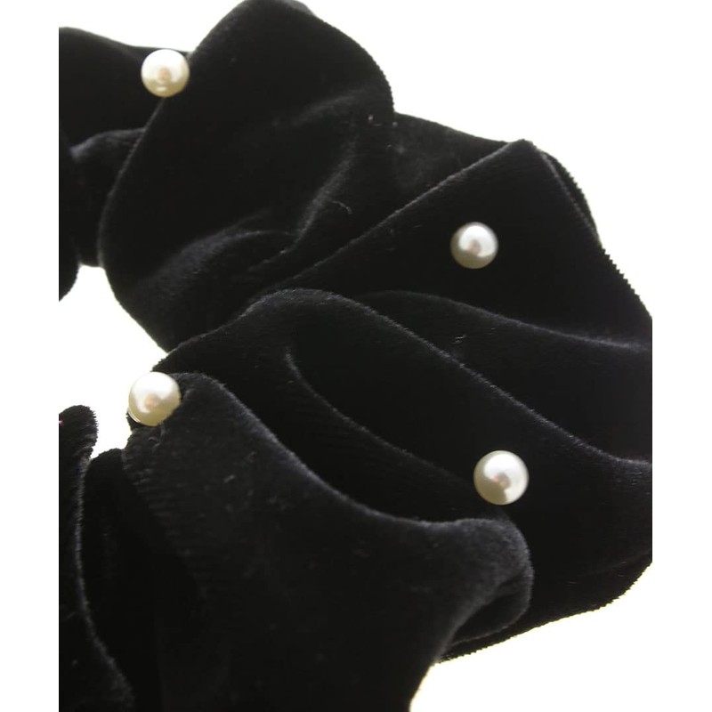 Vingtaine HS-164-BK- Velour, Big, Scrunchy, Elegant, Volume, Hair Access, Stylish,