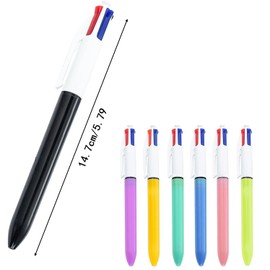 Votvlog 7-Piece Ballpoint Pen Set, Multicoloured, 4-in-1 Retractable Ballpoint Pen, Office Ballpoint Pen, 4 Colours in Pastel Pens for Students, Children, Office, Home, Office, School Supplies
