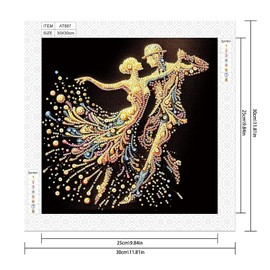 JISHSHAY Diamond Painting Special Shape Diamond Art Special Shape Diamond Art Kits Adults Gem Art Crystal Art Kits for Adults 5D Diamond Painting Kits for Adults Rhinestone Painting Dance 30×30cm