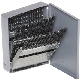 Chicago Latrobe 57716 150 Series High-Speed Steel Jobber Length Drill Bit Set with Metal Case, Black Oxide Finish, 118 Degree Conventional Point, Wire Size, 60-piece, #60 - #1