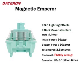 Zjmehty GATERON Magnetic Emperor Switches for Magnetic Gaming Keyboard, Linear/20mm Longer Spring/Pre-lubed/Freely Setting Pre-Travel Key Switches(72p)