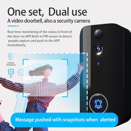 Wireless Doorbell Camera with Chime, 4000mAh Battery, Night Vision Smart Doorbell, Motion Detection/Visitor Capture/Home Security 2.4Ghz WiFi Video Doorbell, Local/Cloud Storage No Subscription