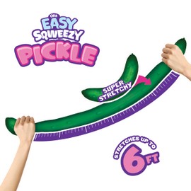 ORB Easy Sqweezy Giant Stretchy Pickle - Stretches Up to 6 Feet Long - Huge Jumbo Sized Squishy Veggie Toy, Perfect to Squeeze for Stress Relief - Fun Novelty Sensory Fidget Toy for Kids and Adults