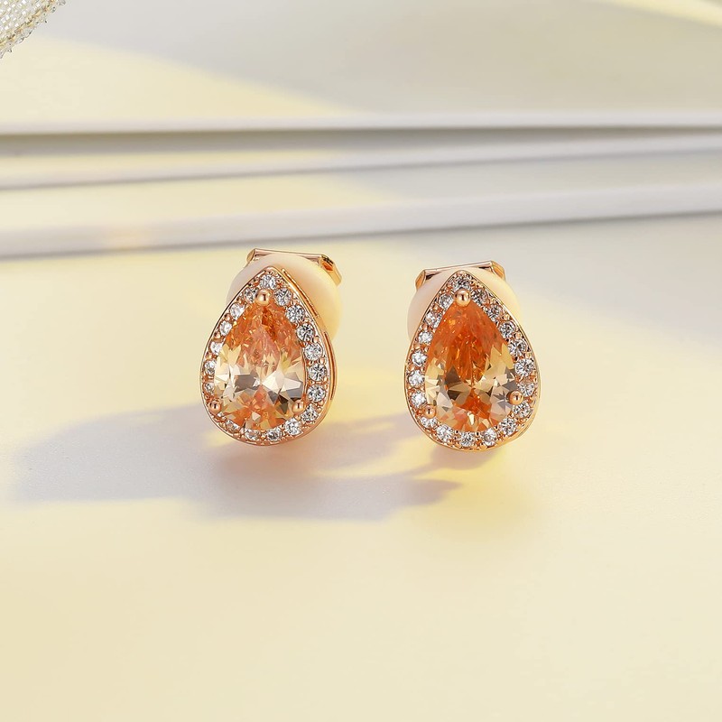 SELOVO Teardrop Cubic Zirconia Clip Earrings Stud Clip On Bridesmaid