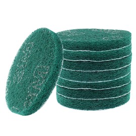 Hordion 8Pcs Scrub Pads Round Scrubber Scouring Pads Abrasive Scuffing Tool for Home Kitchen House Cleaning, Green