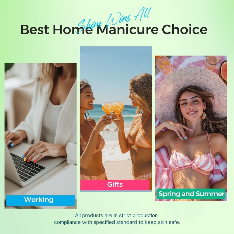 Morovan Green Nail Polish Set: Turquoise White Blue Spring Summer