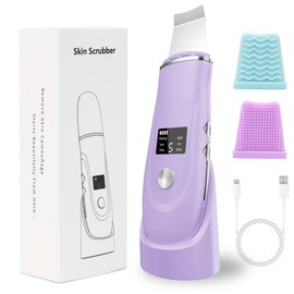 Skin Scrubber Facial Spatula - 4-in-1 Deep Cleansing Tool for Pore Extraction, Fast Charging Dock Blackhead Remover Face Spatula for Facial Skincare Women Gift (Purple)