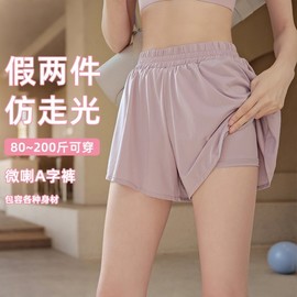 Women's Loose Pilates Shorts Leggings for Summer Outdoor Running - Anti-Exposure Fitness Wear Black + Free Size [Suitable for 40.00 Kg-55.00 Kg] 5ea