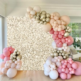 Light Gold Shimmer Wall Backdrop 6ftx4ft Sparkly Background Birthday Sequin Photo Backdrop for Parties Wedding Anniversary Bridal Shower Stage Decorations