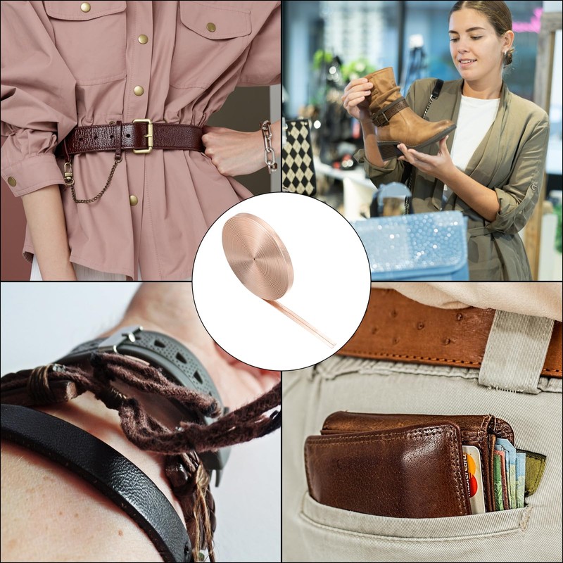 sourcing map Faux Leather Strips 0.2" Wide 197" Long Rose