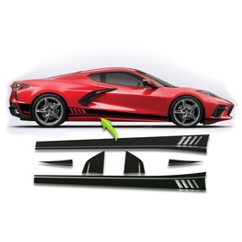 BENINI DESIGN STUDIO Rocker Panel Side Racing Stripes Decals Compatible with 2020-2025 Chevy Corvette C8 (Matte Black)