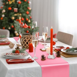 BDDC Pink Table Runner 12x108 Inch - 12 Pack Satin Table Runners, Smooth Table Runner for Party Wedding Banquets Birthday