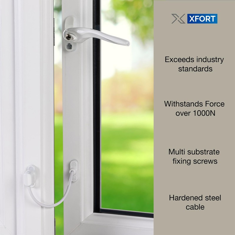 XFORT 4 Pack Viper Thumbturn Locking Cable Window Restrictor in