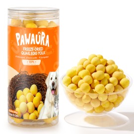 Pawaura 10.6oz Freeze Dried Quail Egg Yolk Cats & Dogs, Treats, Single Ingredient, Freeze-Dried Pet Food for Dogs, Cats, No Additives | Grain Free | Support for Skin and Coat Health