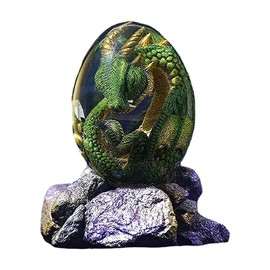 KKPLZZ Crystal Lava Dragon Eggs, Mysterious Dinosaur Eggs with Display Base, Transparent Crystal Resin Ornaments, Dragon Egg Ornaments for Desktop Decor