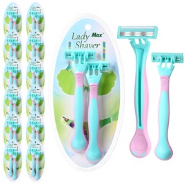 Lanties 24 Pcs Sensitive Disposable Razors for Women Set Women's Disposable Razors 3 Blade Disposable Razors for Women Travel Razor Smooth Razors for Pubic Hair and Skin (Light Blue, Pink)