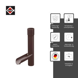 INEFA Rain collector for downpipe, PVC DN 75 dark brown, water flap for downpipe, gutter accessories, made in Germany