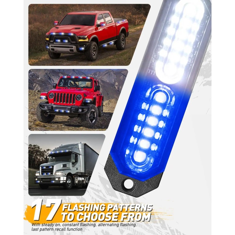 Ultra Slim Surface Mount Hazard Lights Emergency Strobe Grille Lights
