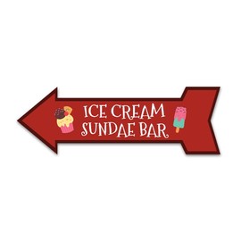 Arrow Shape Plus Ice Cream Sundae Bar (Left) 12x4" Wall or Door Sign | Christmas Holiday Decoration