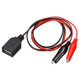 sourcing map Crocodile Clamps Test Wire, USB Female to Alligator Clips 60cm for Charge Testing Circuit Adapter Black Red Pack of 2