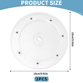 Pack of 2 Turntable Universal Transparent 15 cm Turntable 360 Degree Rotating Plate Multi-Purpose Bearing with Steel Balls, Suitable for Displays, Crafts, Plants, Cakes