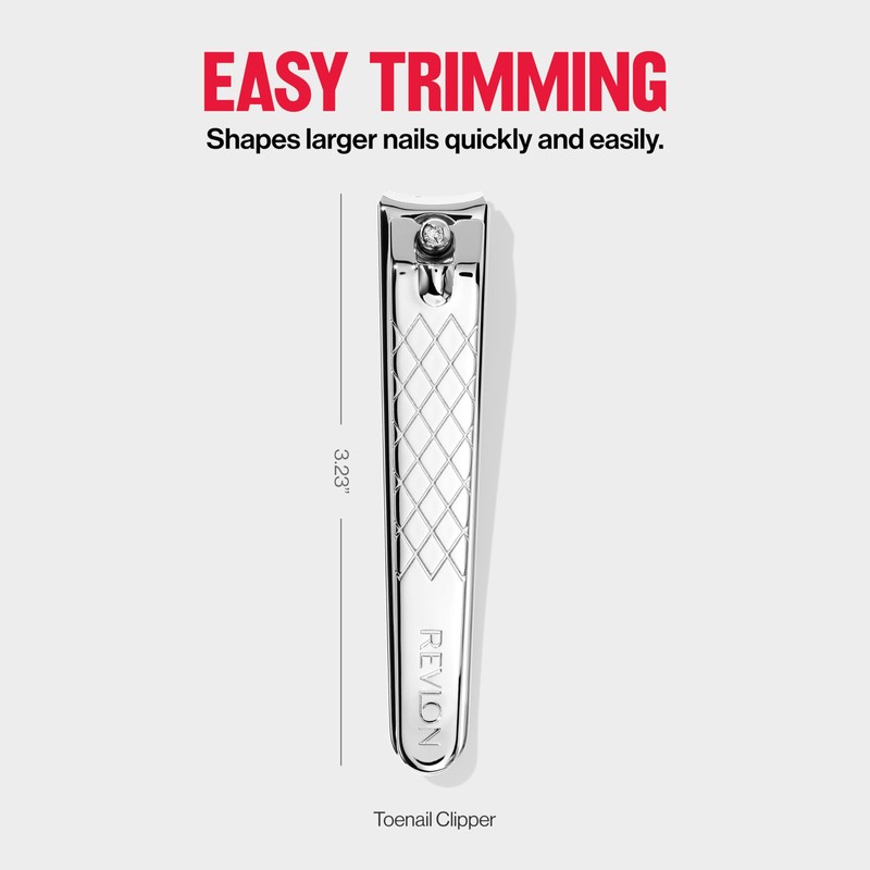 Revlon Silver Toenail Clipper with Foldaway File Easy Trimming Lifetime