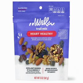 Heart Healthy Trail Mix: Dark Raisins Cranberries Walnuts, Roasted Almonds Pepitas, Chocolate Chunks, Non GMO Gluten Free Omega 3 Energy Antioxidant Superfood Snack Snacking Food Treat (Well Market 5oz Bag)