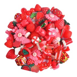 YOUUGIOR 100PCS Slime Charms Cute Candy Plastic Beads Fruit Dessert Ice Cream Resin Dollhouse Charms, Plastic, No Gemstone