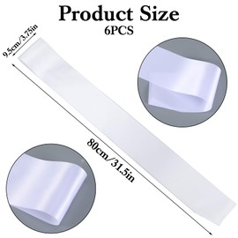 HJZHII Pack of 6 79 cm Unprinted Sash Print White Sash Self Labelling Empty Plain Blank Hen Night Party Sashes Print Individual Satin DIY for JGA Birthday Wedding Bridal Shower