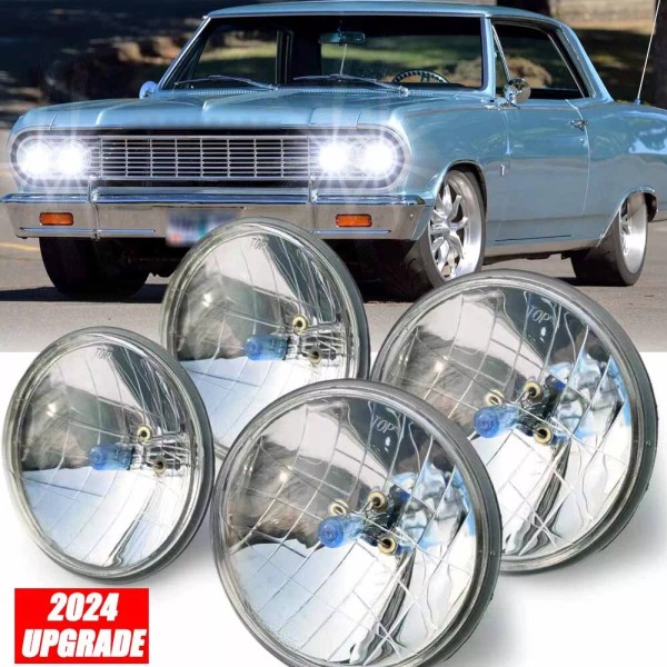 CHUSYYRAY 4pc 5.75" 5-3/4" Halogen Headlights Hi-Lo Beam for Chevy