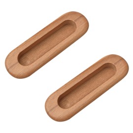 MOROBOR 2PCS Oval Wood Recessed Concealed Handle, Embedded Design Sliding Door Handle Wood Cabinet Pulls Flush Sliding Closet Door Pulls for Sliding Barn Bypass Door Wardrobe Drawer Pulls