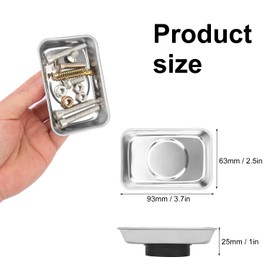 15 PCS Magnetic Trays, 3.7X2.5x1Inch, Magnet Tool Tray, Magnetic Parts Tray, silvery, by GENHAKON