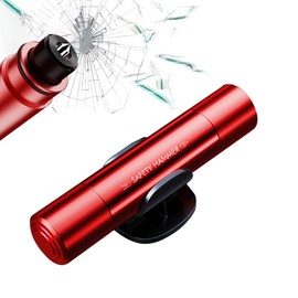 Okaywork Car Safety Emergency Hammer, Car Safety Hammer with Belt Cutter, Compact Portable Seat Belt Cutter, Emergency Hammer, Emergency Glass Breaker Car Essentials (Red), red