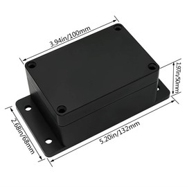 LMioEtool Junction Box Waterproof Dustproof IP65 ABS Plastic Universal Electric Project Enclosure Black with Fixed Ear 3.94" x 2.68" x 1.97"(100 x 68 x 50 mm)(Pack of 2)